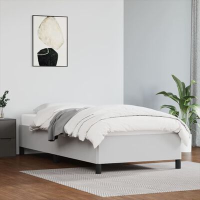 vidaXL Bed Frame White 39.4"x74.8" Twin Faux Leather