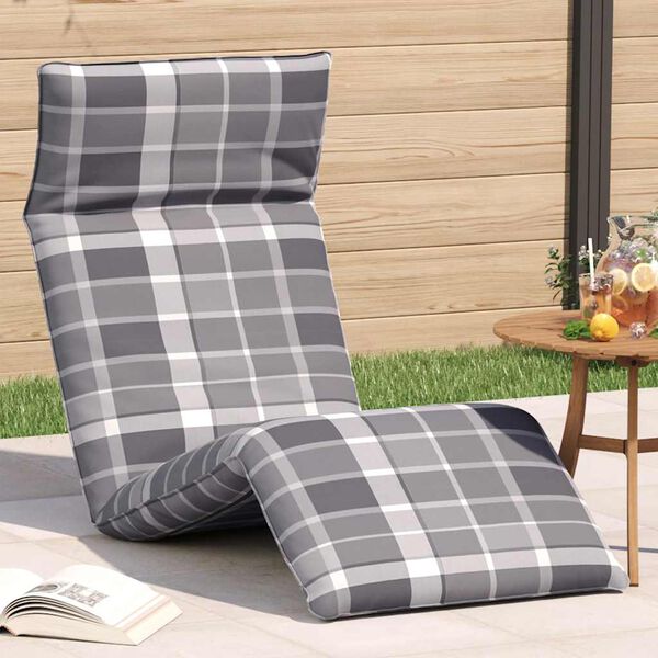 vidaXL Folding Sun lounger Grey Check Pattern 175x54x8,5 cm Oxford Fabric