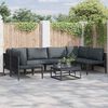 vidaXL Garden Sofa Set with Cushion 6 pcs Black Steel