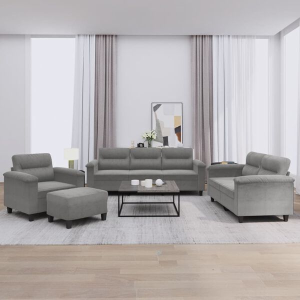 vidaXL Sofa Set Dark grey Microfiber fabric, metal, textilene, plywood