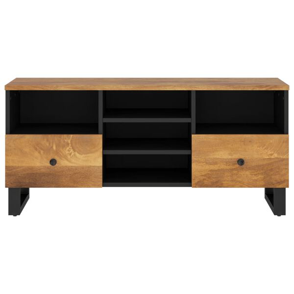 vidaXL TV Cabinet Honey brown, Black Solid mango wood, Engineered wood, Iron