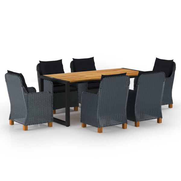 vidaXL 7 Piece Patio Dining Set Dark Gray