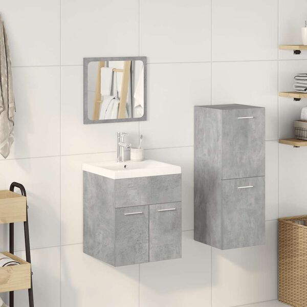 vidaXL Bathroom Furniture Set Concrete gray Engineered wood, Ceramic, Glass