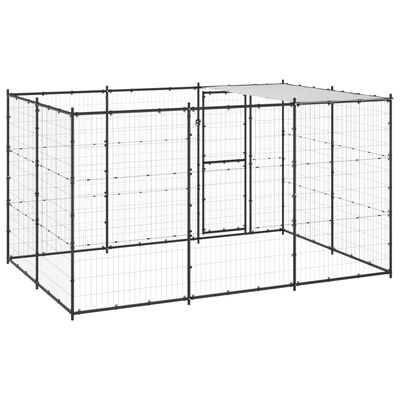 vidaXL Outdoor Dog Kennel Steel with Roof 78.1 ft²