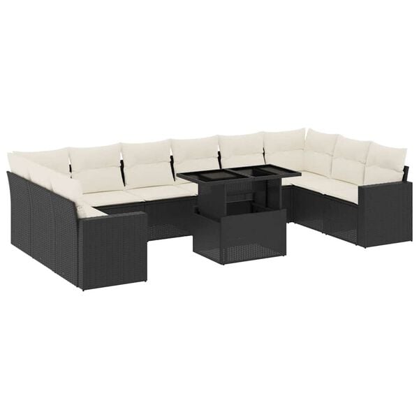 vidaXL Garden Sofa Set Black, Cream White