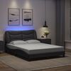 vidaXL Bed Frame Gray Faux Leather 55.1x74.8 in Bed Frame Waveform