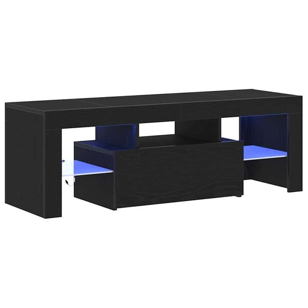 vidaXL TV Cabinet Black Oak 47.24 x 13.78 x 15.75 in Engineered Wood