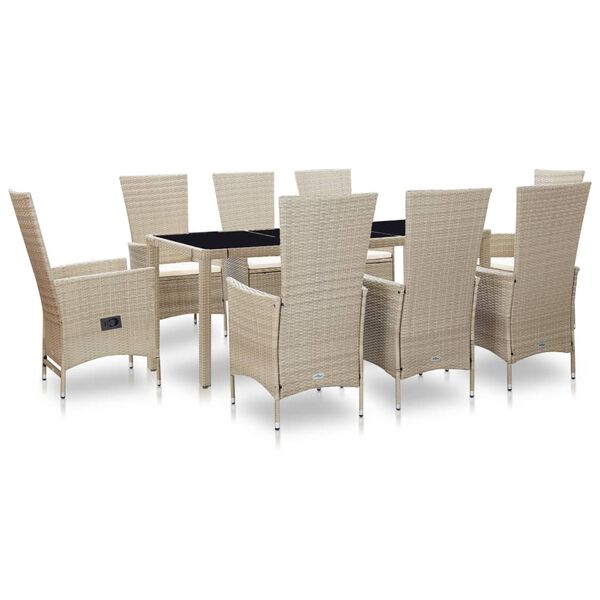 vidaXL Outdoor Dining Set Beige, Cream White