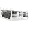 vidaXL Bed Frame White Steel Small Double Bed Frame Rectangular