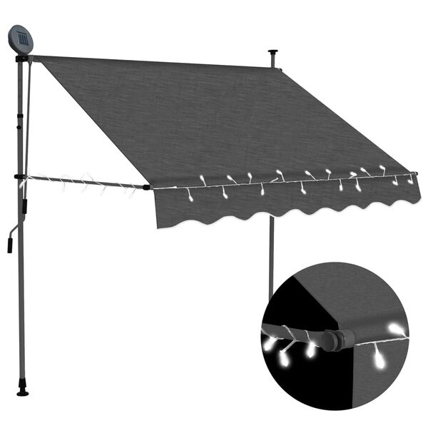 vidaXL Retractable Awning Anthracite 100% polyester with PU coating, steel