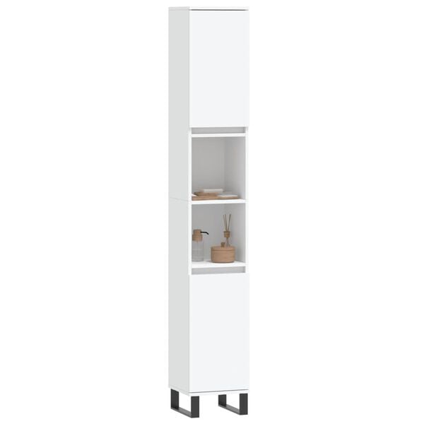 vidaXL Bathroom Cabinet White Engineered wood, iron Tall Modern