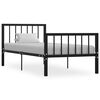 vidaXL Bed Frame Black Metal Single Sturdy Bed Frame Rectangular