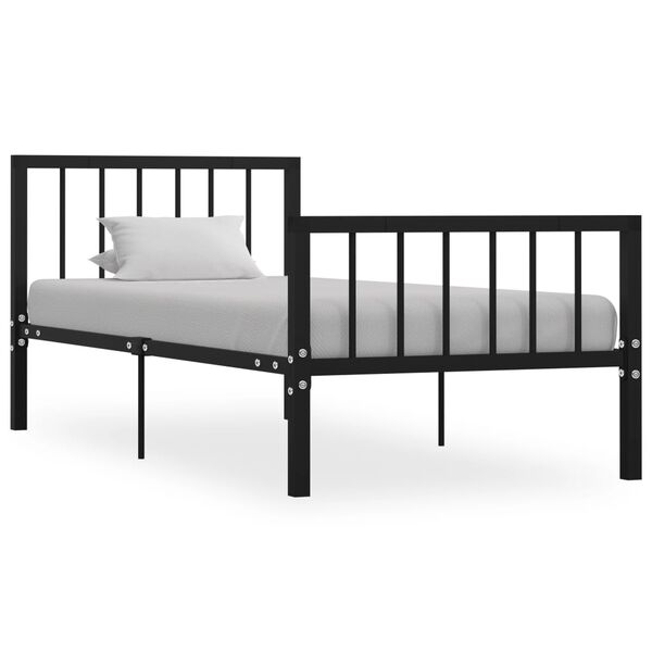 vidaXL Bed Frame Black Metal Single Sturdy Bed Frame Rectangular