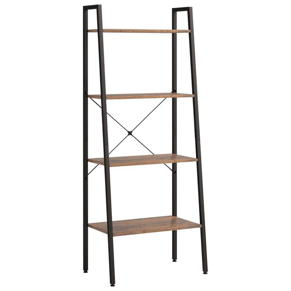 vidaXL Standing Shelf Dark brown and black Engineered wood, steel Medium