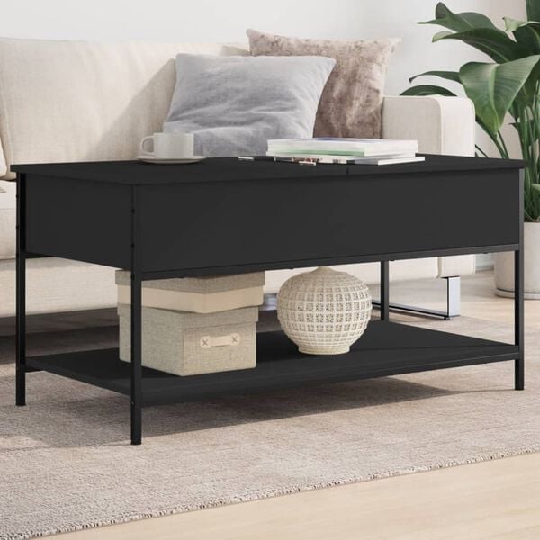 vidaXL Coffee Table Black Engineered wood, metal Medium Coffee Table