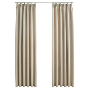 vidaXL Blackout Curtains with Hooks 2 pcs Beige 55.1x96.5"