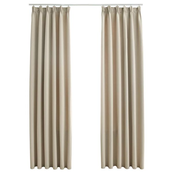 vidaXL Blackout Curtains with Hooks 2 pcs Beige 55.1x96.5"