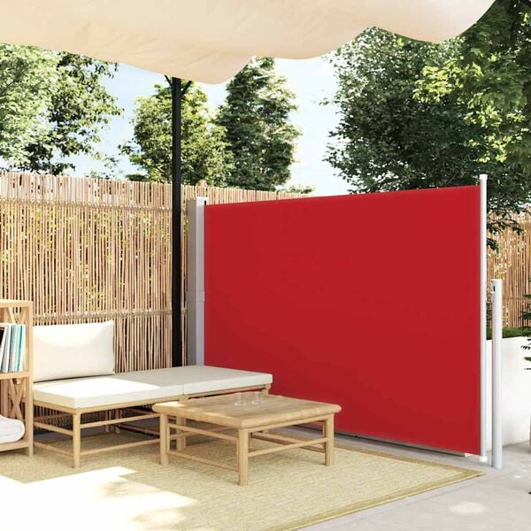 vidaXL Side Awning Red fabric, grey steel