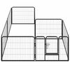 vidaXL Dog Playpen Black Powder-Coated Steel