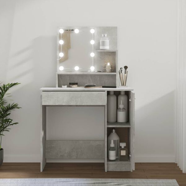 vidaXL Dressing Table Concrete grey Engineered wood, acrylic Standard