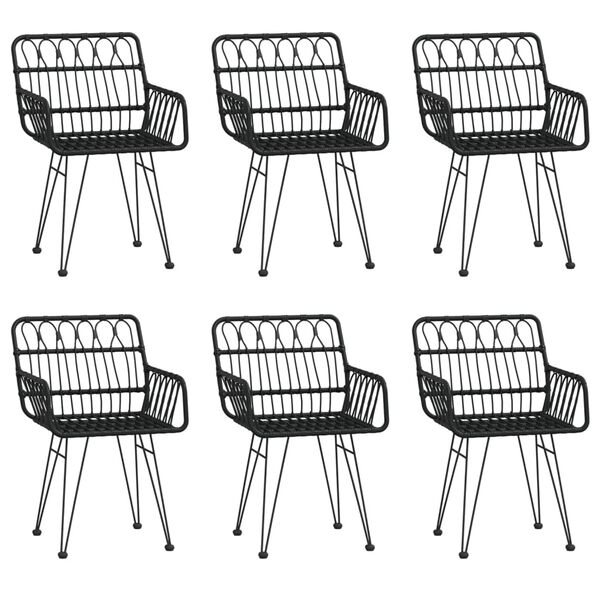 vidaXL Garden Dining Set Black Steel, Polyethylene, Tempered Glass