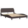vidaXL Bed Frame Dark Brown Polyester, Solid Pine Wood, Metal, Plywood