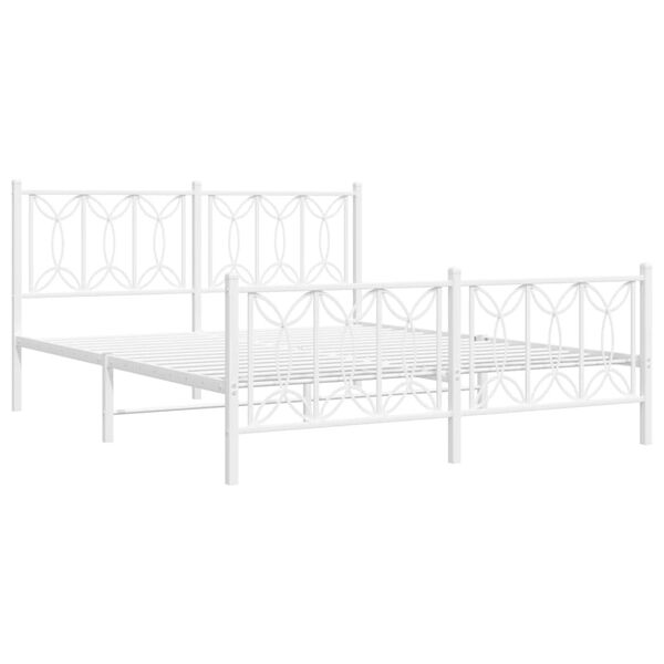 vidaXL Bed Frame White Steel King Size Bed Frame Rectangular Modern