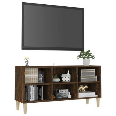 vidaXL TV Stand with Solid Wood Legs Smoked Oak 40.7"x11.8"x19.7"