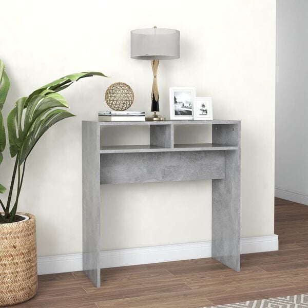 vidaXL Console Table Concrete grey Engineered wood Compact Console Table