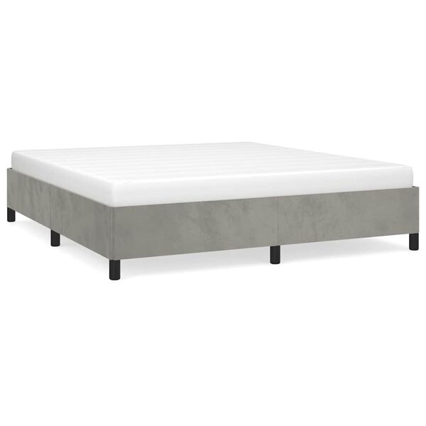 vidaXL Bed Frame Light Gray Velvet, Plywood, Engineered Wood