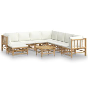vidaXL Garden Lounge Set Cream White Bamboo Medium Modular