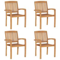 vidaXL Stacking Patio Chairs 4 pcs Solid Teak Wood