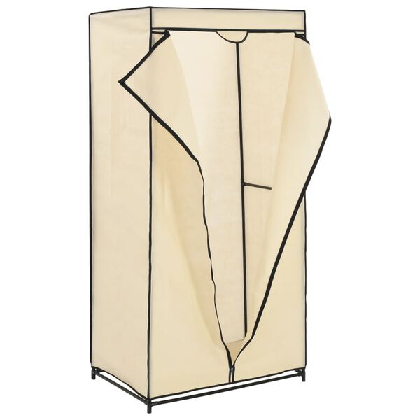 vidaXL Wardrobe Cream Iron and 100% polyester Compact Wardrobe