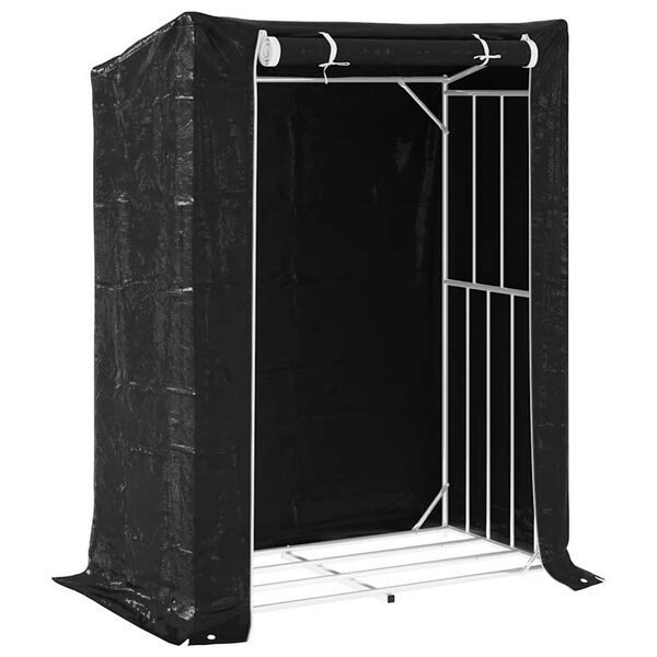 vidaxL Firewood Rack with Rain Cover 59.1"x31.5"x78.7" Galvanized Steel