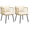 vidaXL Patio Chairs 2 pcs with Cushions Natural Poly Rattan