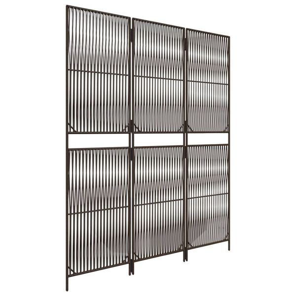 vidaXL Room Divider 3 Panels Brown Poly Rattan