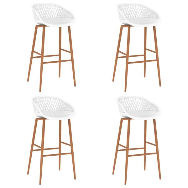 vidaXL Bar Chair Set of 4 White PP, metal Counter Height Ergonomic
