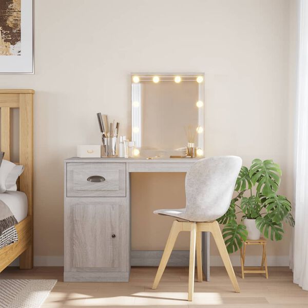 vidaXL Dressing Table Grey sonoma Engineered wood, glass