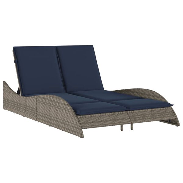 vidaXL Sun Lounger with Cushions Grey 44.9x80.7x28.7" Poly Rattan