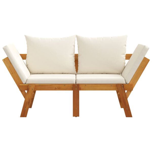 vidaXL Garden Bench Cream white Solid Acacia wood 2-in-1 adjustable