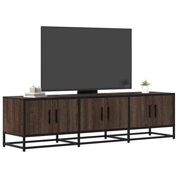 vidaXL TV Cabinet Brown Oak Engineered Wood, Metal Medium TV Cabinet