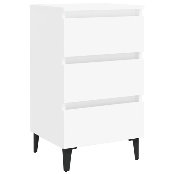 vidaXL Bed Cabinet White Engineered wood, metal Medium Bedside Table