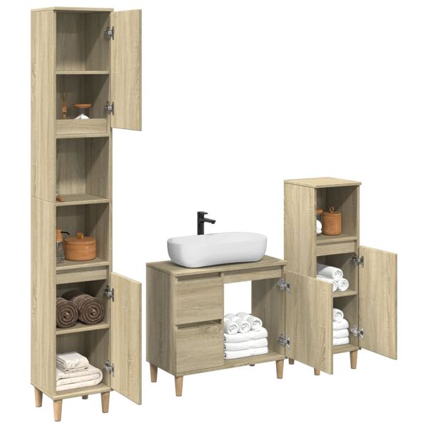 vidaXL Bathroom Furniture Set Sonoma Oak Engineered Wood Large
