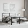 vidaXL Bed Frame Black Powder-Coated Steel 60x79 in Bed Frame