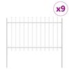 vidaXL Garden Fence 9 pcs White 50.20 x 3.94 ft Powder-coated Steel