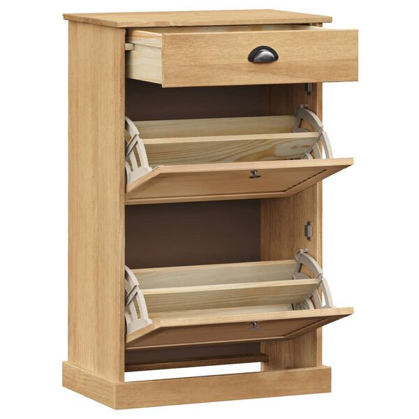 vidaXL Shoe Cabinet Honey Solid pine wood, engineered wood, metal Medium
