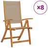 vidaXL Folding Garden Chair Set of 8 Taupe Solid Acacia wood Medium