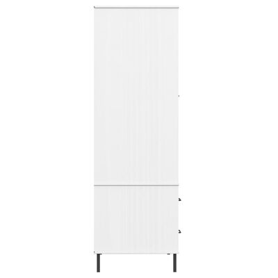 vidaXL Wardrobe with Metal Legs White 35.4"x21.7"x67.9" Solid Wood OSLO
