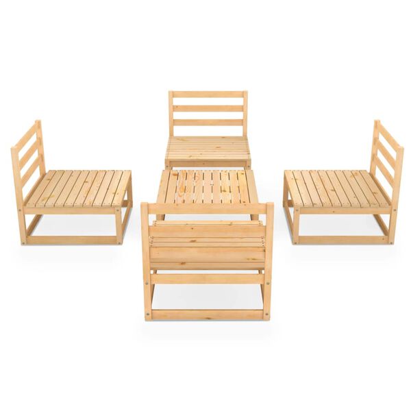 vidaXL Garden Lounge Set Natural wood Solid pine wood 5 Piece Set