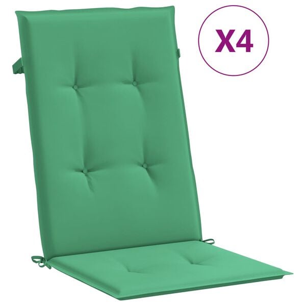 vidaXL Highback Chair Cushion Set of 4 Green Fabric (100% polyester)